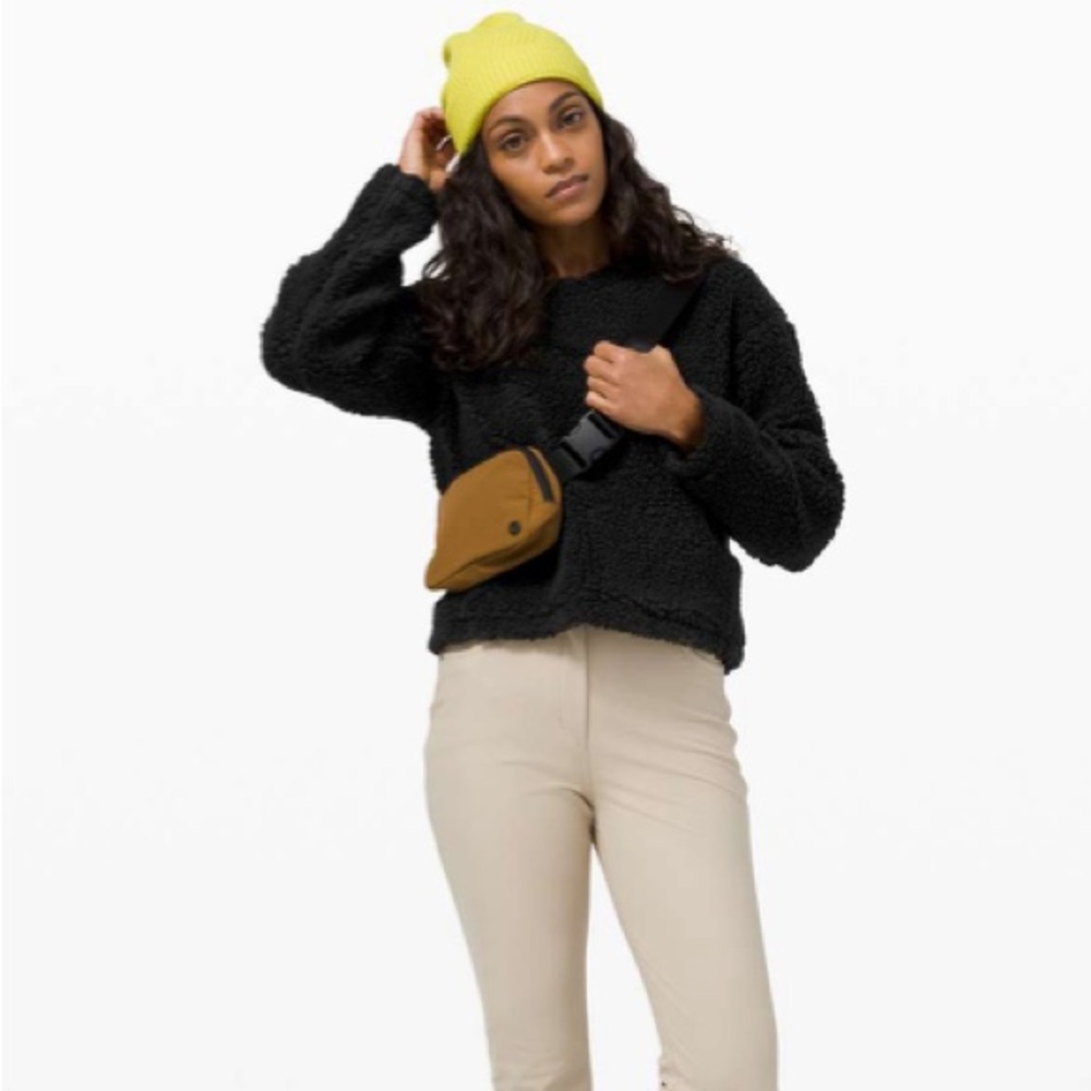 Lululemon Wool Whenever Pullover Boxy Sherpa Zipper Crewneck in Black Size 6